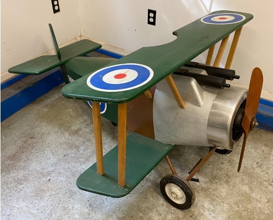 Vintage kid's biplane pedal car, featured item in this auction
