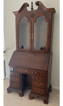 American Drew secretary desk with glass display hutch, featured item in this auction