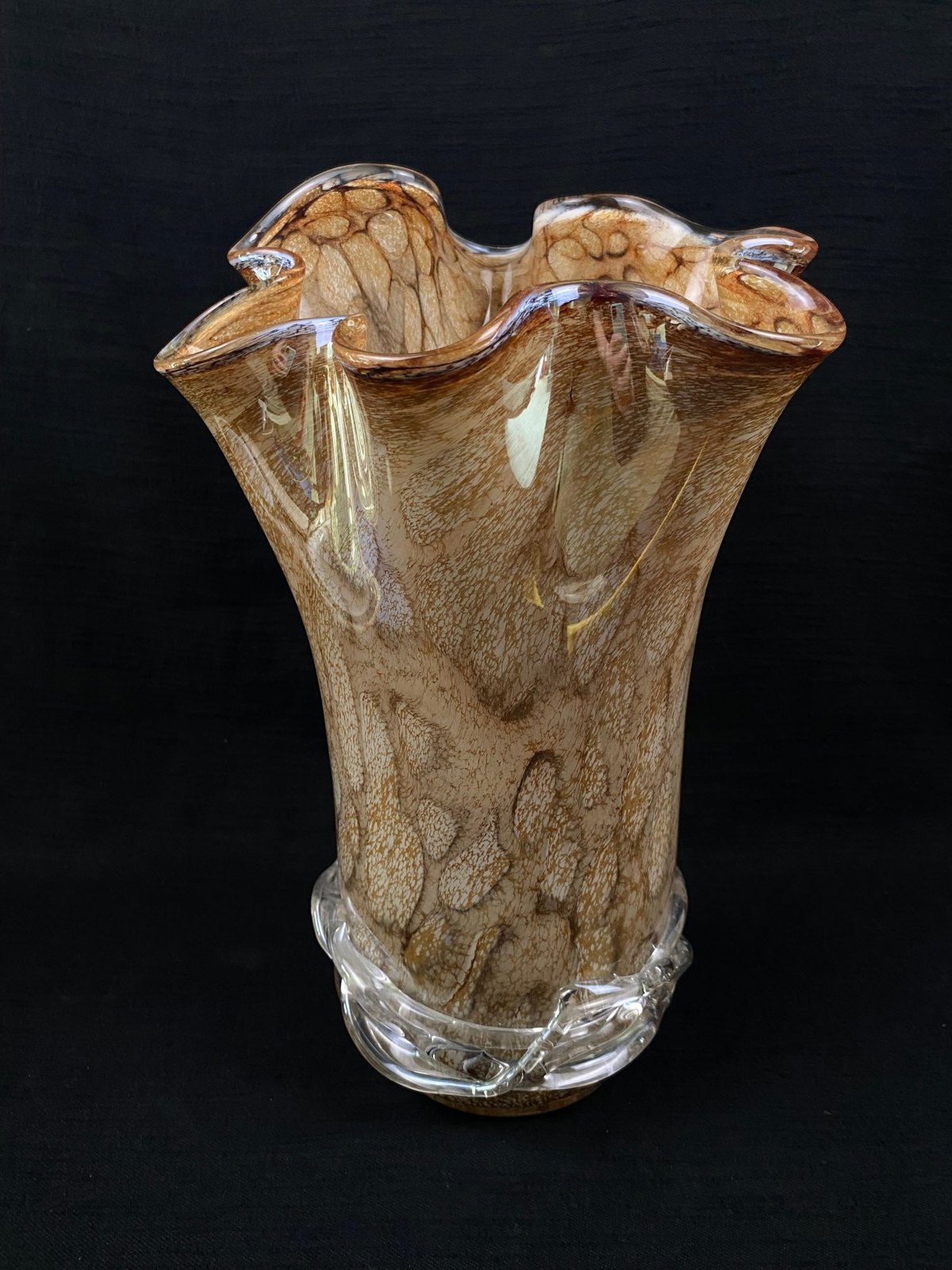 Ruffled art glass vase