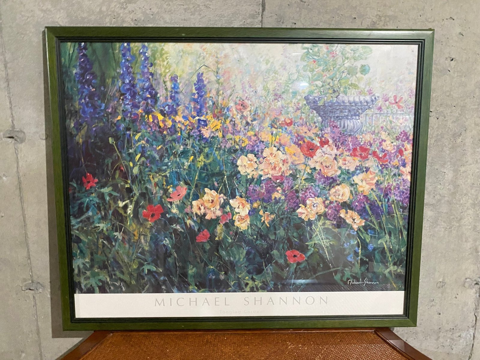 Michael Shannon garden print in green frame