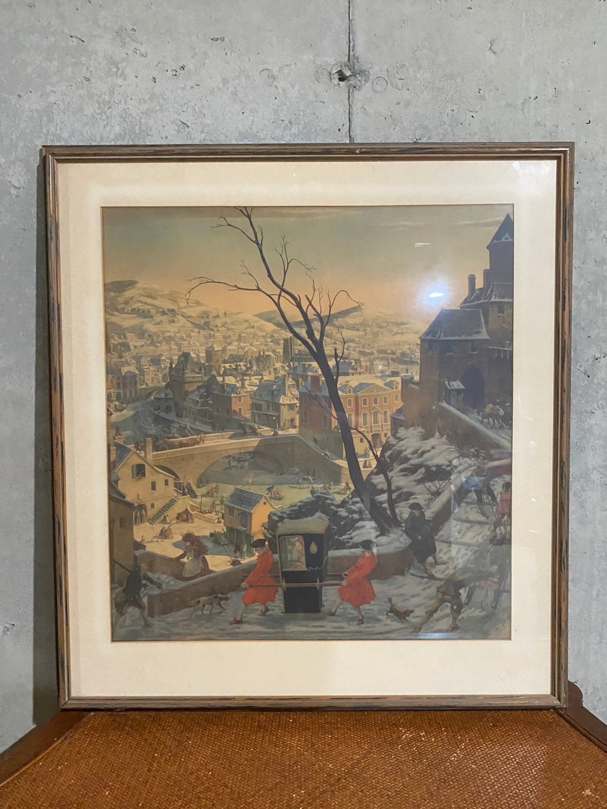 Framed winter village print