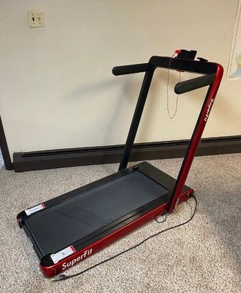 Red folding treadmill