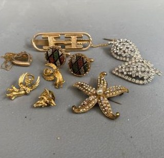 Gold and rhinestone costume jewelry